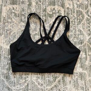 Women's Black Strappy Sports Bra